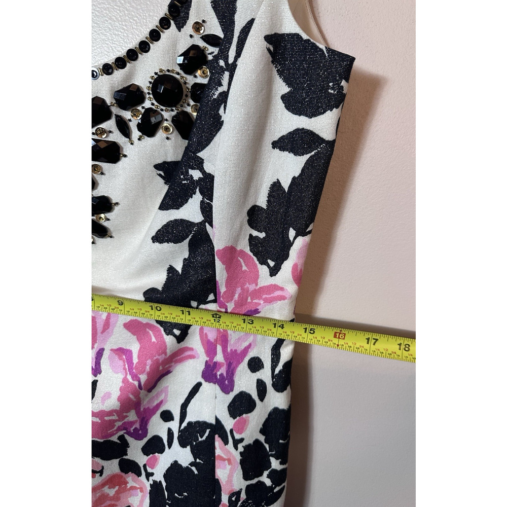 Lilly Pulitzer Dress Womens Size 8 White Strike Of Midnight Floral Jeweled Shift - Picture 11 of 16